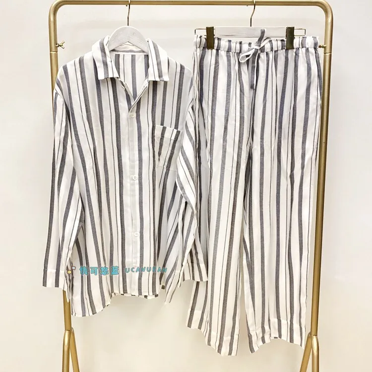 Japan Pique Original Cotton Striped Sanding Fabric Pajamas Long Sleep Wear No Gender Classic GP Lounge wear
