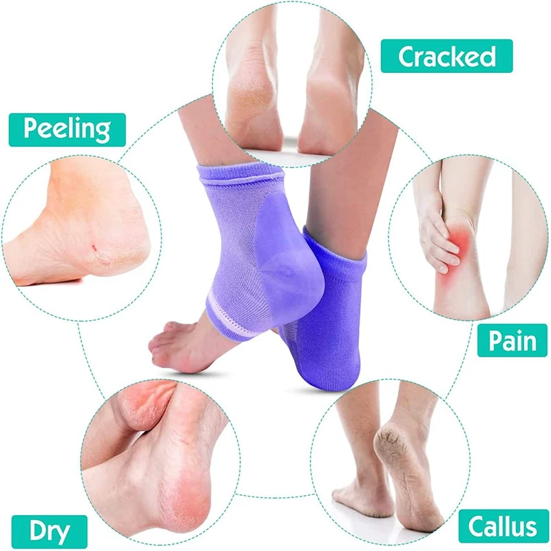 Heel Socks Feet Skin Care Colorful Silicone Moisturizing Gel Cracked Dry Heel Repair Protectors Plantar Fasciitis Inserts Pads images - 6