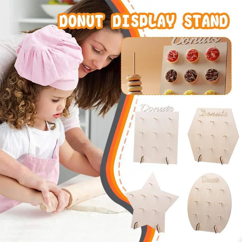Donuts Wall Stands Board DIY Wood Doughnuts Stands Cake Decor Display Bridal Holder Birthday Favors Shower Wedding Party De Y3C3