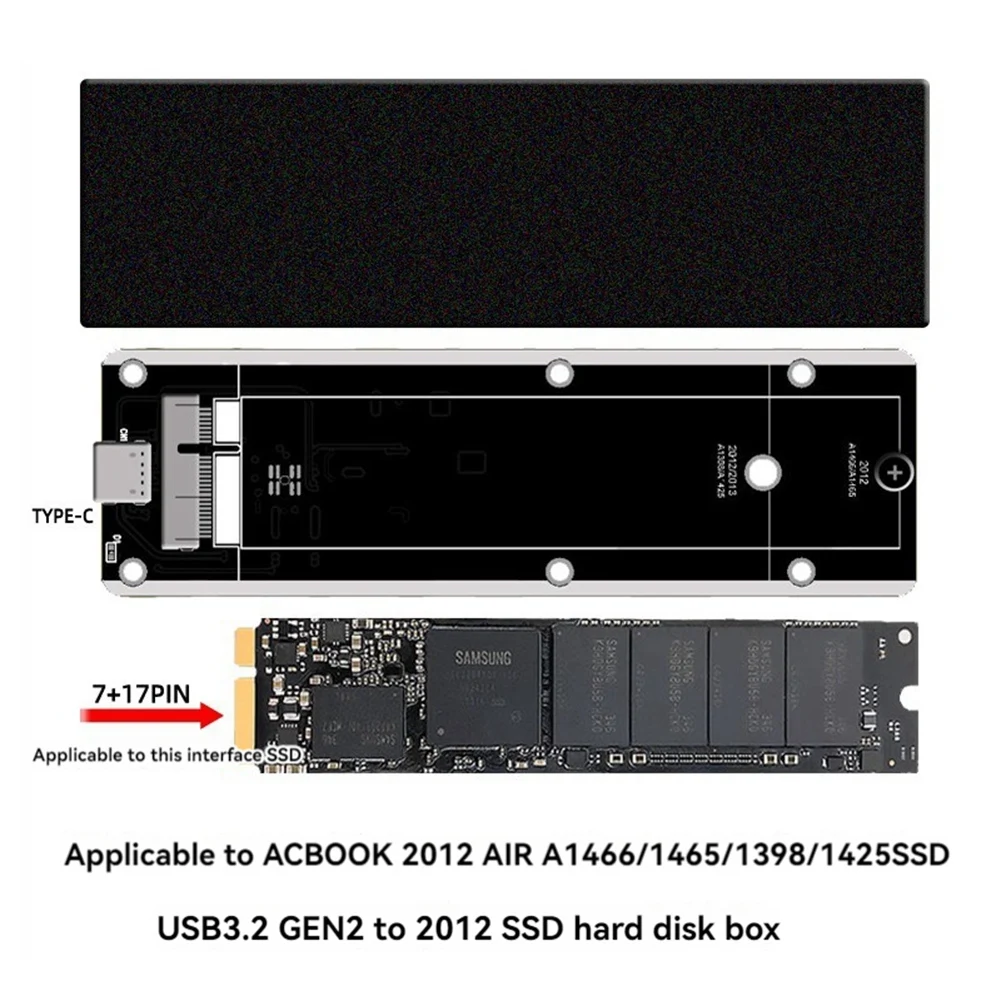Фото A04R-Для Macbook 2012 Air A1425 A1398 A1465 A1466 Корпус SSD USB3.2 GEN2 6 Гбит/с M.2 SATA SSD Корпус SSD Кабель A-C №2