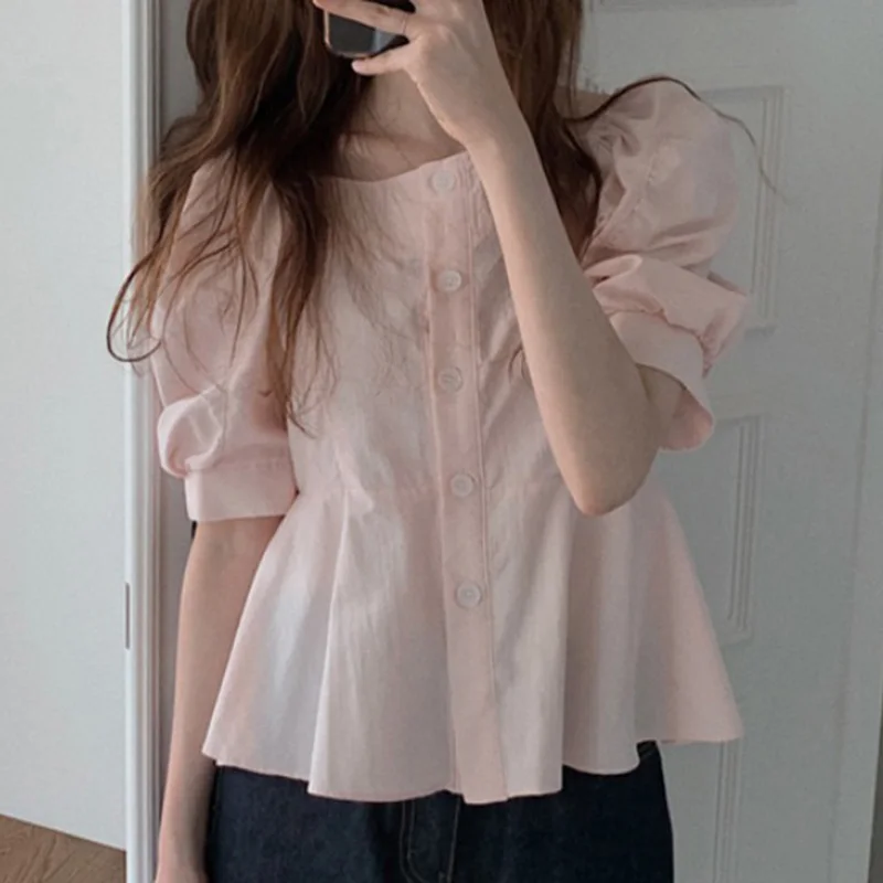 

VONDA 2022 Summer Stylish Solid Chemise Blouse Women Button Up Office Casual Loose Party A-Line Blusas Tunic Tops Oversize