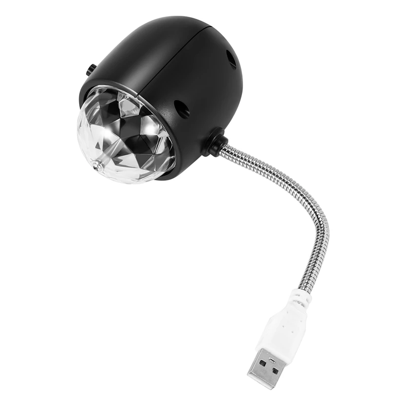 USB Disco Ball Lamp Rotating RGB Colored LED Stage Lighting Party Bulb With 3W Book Light Powered (Black)