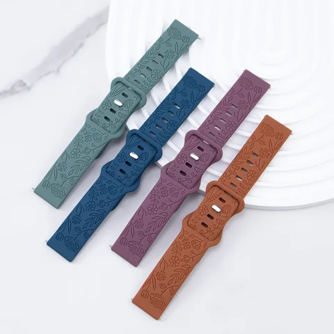 Силиконовый ремешок Geekthink для Samsung Galaxy Watch 6 5 4 с цветочной гравировкой