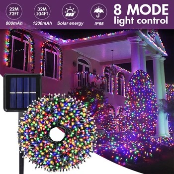 12/22/32M Solar String Light 8 Mode Light Control IP65 Waterproof Led Fairy Light Xmas Party Decoration For Indoor And Outdoor 1