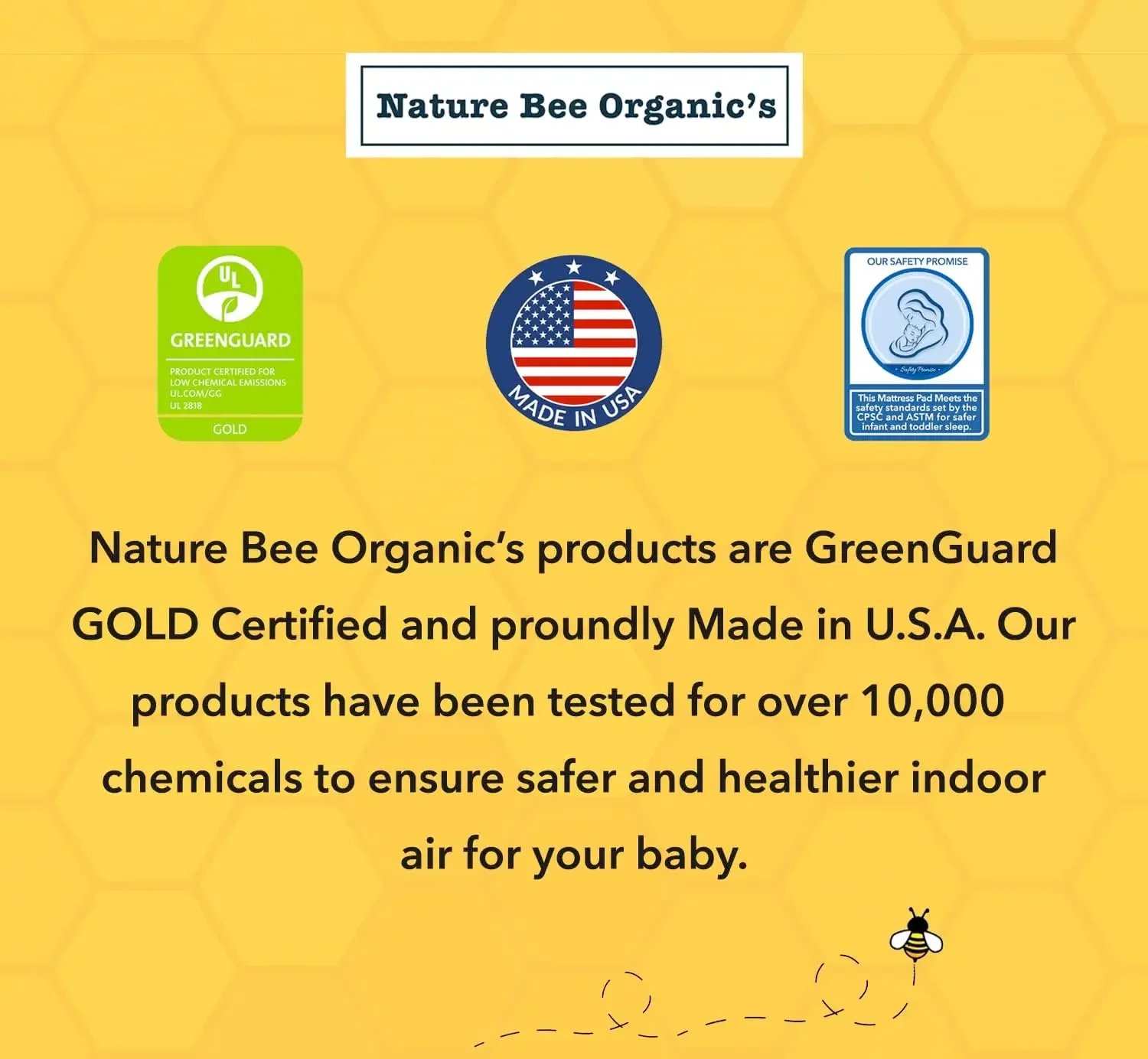 Матрас для малышей 100% дышащий сертифицированный золотом GreenGuard гипоаллергенный