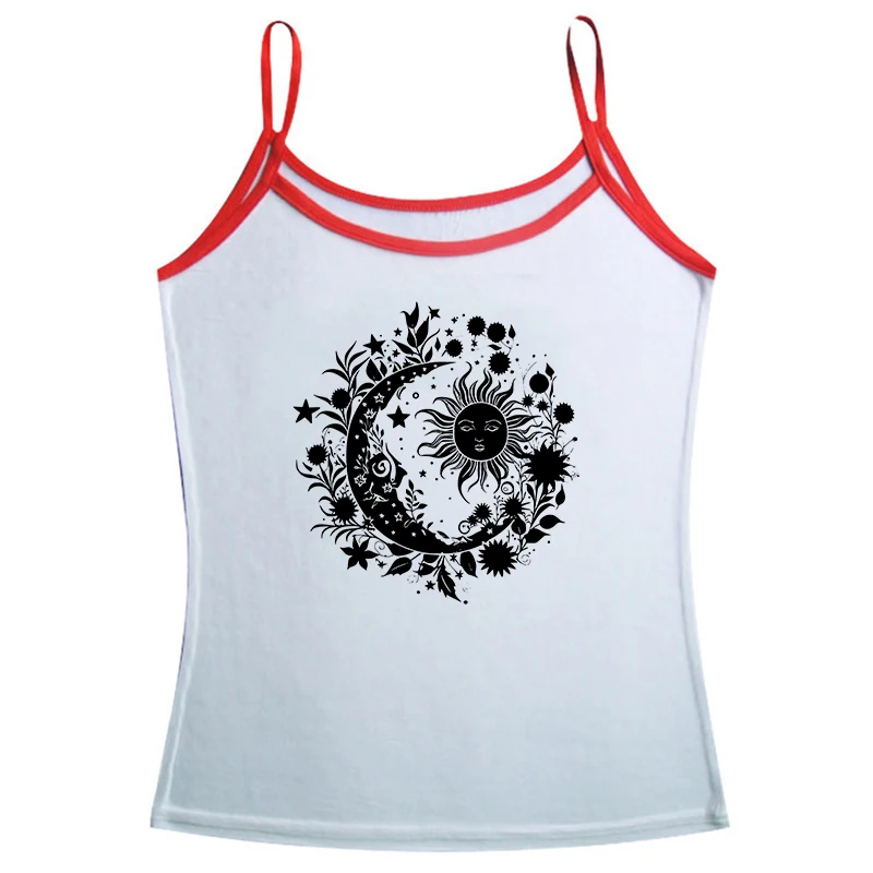 Y2k стильная креативная Женская майка в стиле панк с принтом Солнца и Луны