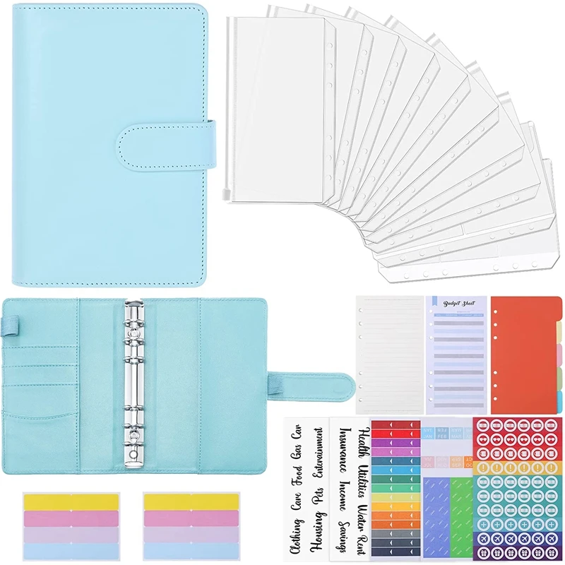 

Ring Binder Set, Notebook Budget Binder for Budget Money, with Clear Cash Envelopes, Cash Organizer,for Travel or Work