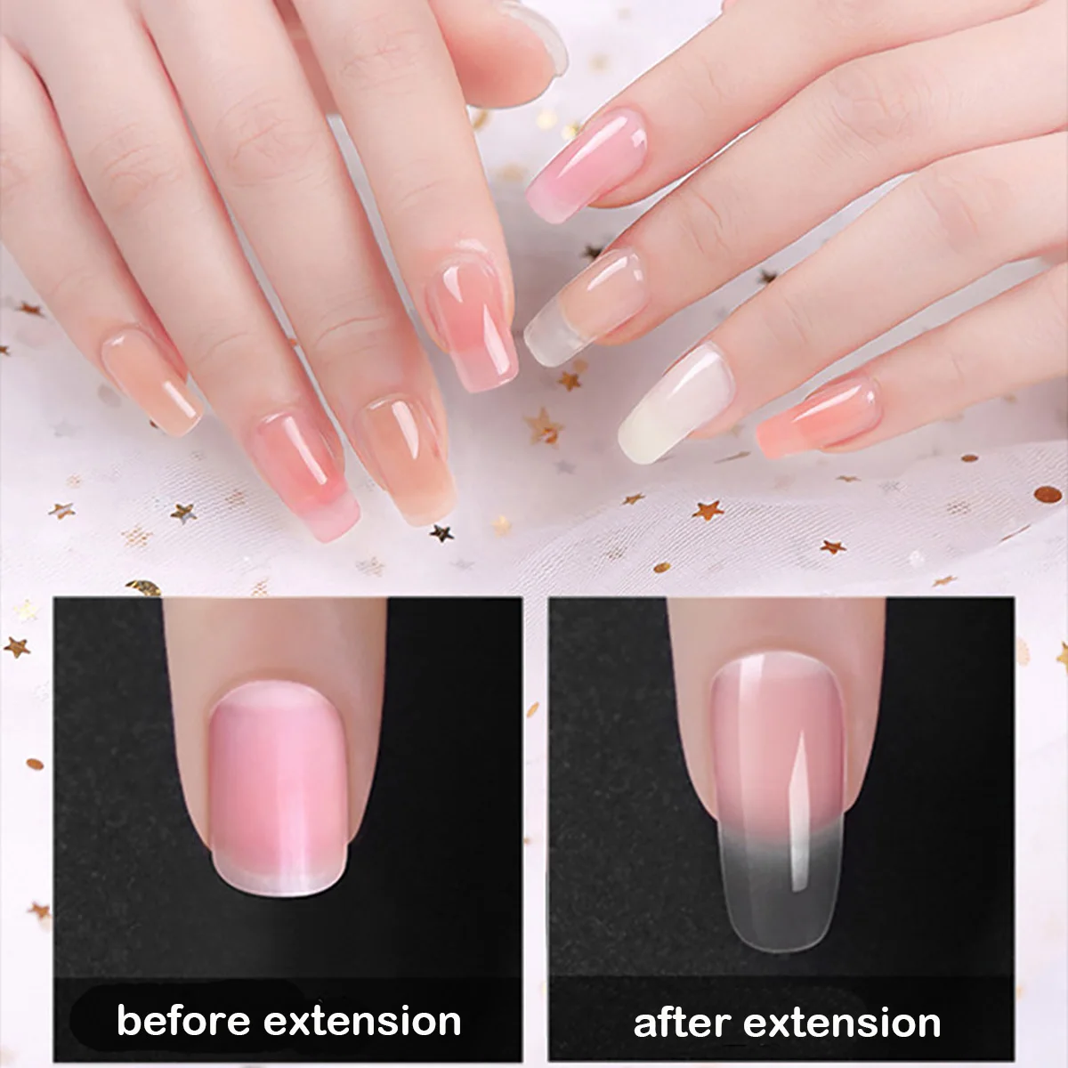 15ml Poly Extension Gel Nails Builder Profesional Uv Solid Paperless Tray Crystal Quick Building Multiple Colour |