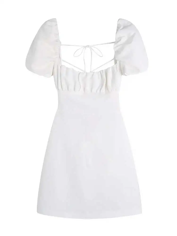 Платье женское хлопковое в стиле бохо пикантное мини-платье с квадратным вырезом