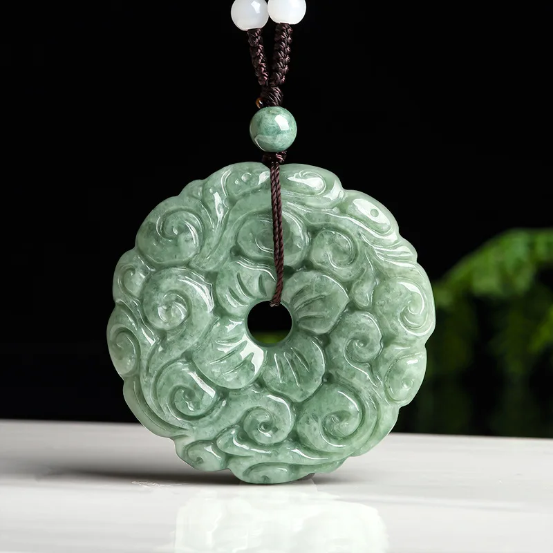 

Hot Selling Natural Hand-carve Jade Flowers Peace Buckle Necklace Pendant Fashion Jewelry Accessories Men Women Luck Gifts