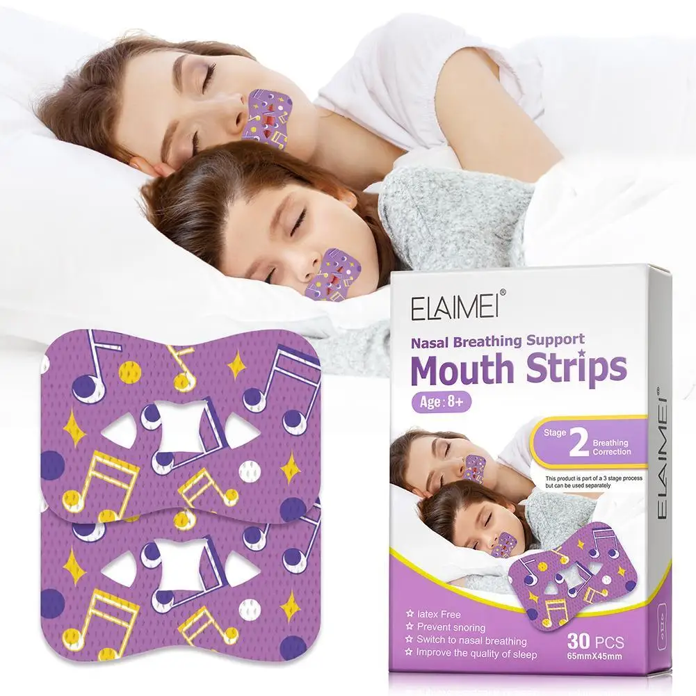 

30/90 Pcs Anti‑Snoring Patch Improve Open Mouth Breathing Strip Nasal Breathing Support Mouth Strips Better Breath Aid Device