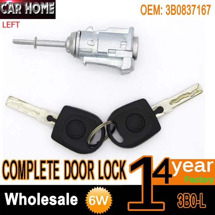 

For Seat Leon 1M1 Door Lock Cylinder Key 2/3 4/5 Door Front Left OEM 3B0837167 2 Keys + 1 Barrel