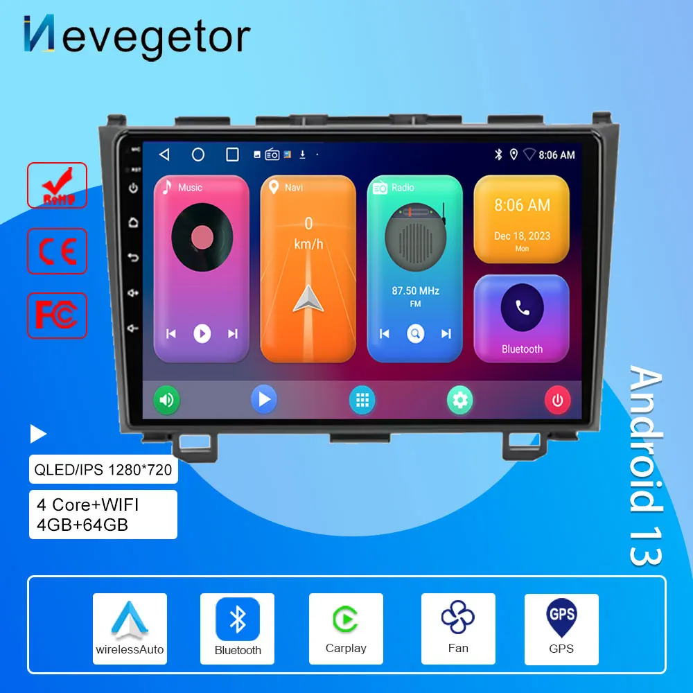 Для Honda CRV CR-V 3 RE 2006-2012 автомобильное радио беспроводное Carplay Android авто BT
