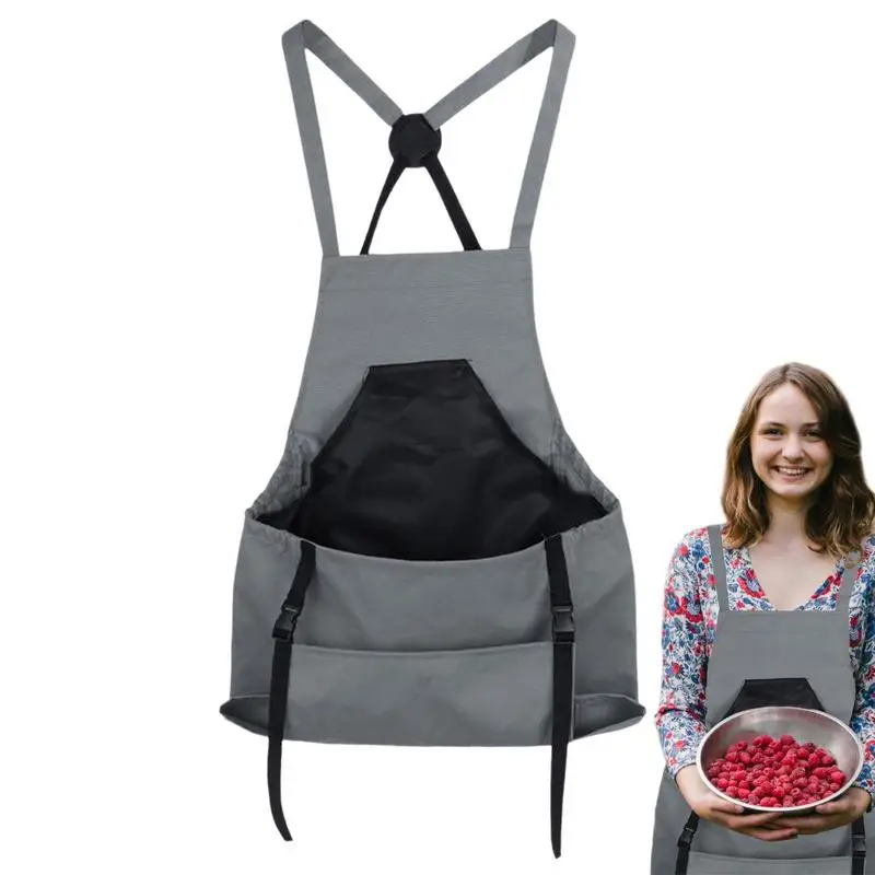 

Fruit Picking Bag Gardening Apron With Pockets Cross Ctrap Design Apron Deep Pouch Fruit Picking Bag Work Tool For Harvesting