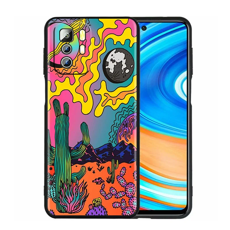 Цветной психоделический чехол Trippy для Xiaomi Redmi Note 11S 11T 11 10S 10 9T 9S 9 8T 8 7 6 5A 5 4X Pro черный