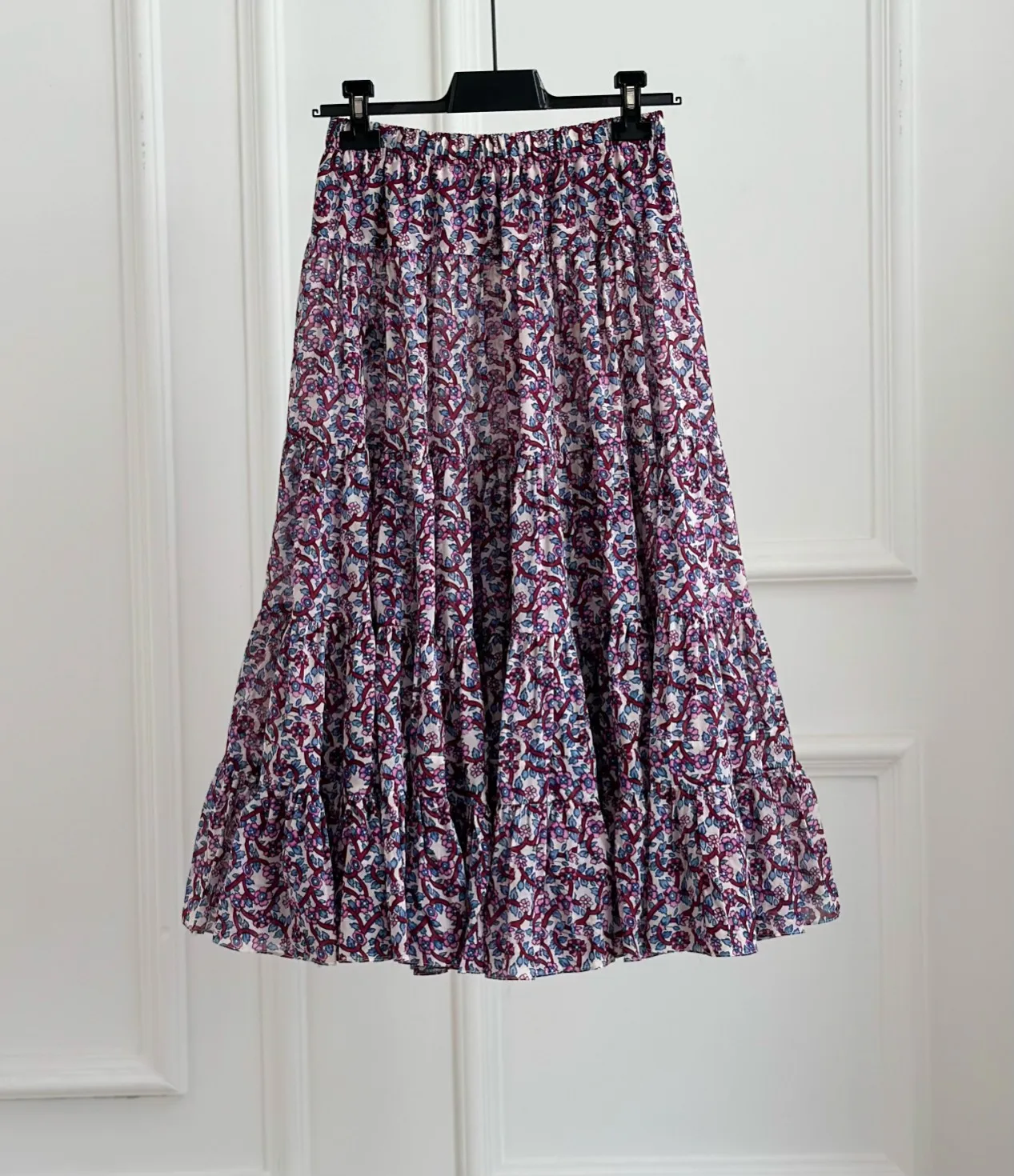 

Women's Half Skirt Cotton High Waisted Retro Floral Print A-line Large Skirt Hem 2023 New Summer Early Autumn
