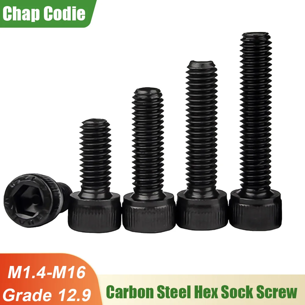 

Wholesale Black Carbon Steel Hex Socket Screw Grade 12.9 DIN912 Full Thread Hexagonal Metal Machine Bolts M2M3M4M5M6M8M10M12M16