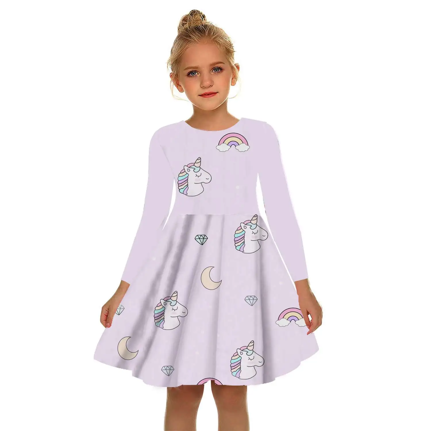 Летнее платье для девочек платья с мультяшным принтом Детские праздничное