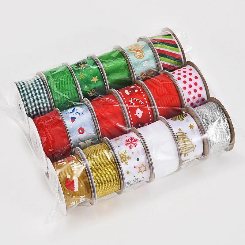 

Christmas Ribbon combination set spot small roll gift gift box packaging ribbon festival decoration supplies cross border