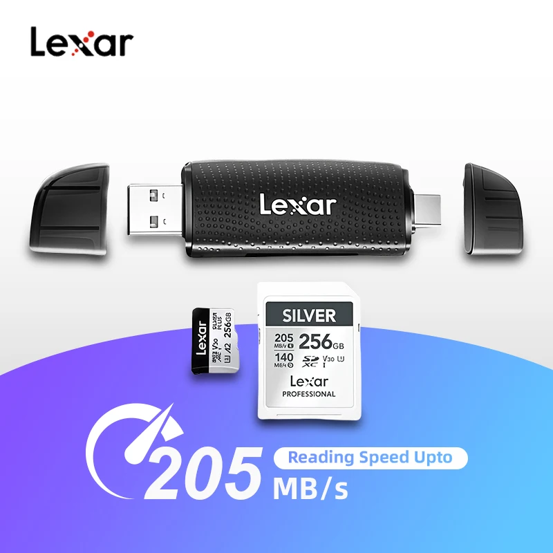 Фото Lexar 2-в-1 Card Reader USB 3.0 и Type C Адаптер для чтения карт памяти поддерживает TF/SD/Micro SD/SDHC/SDXC/для ноутбуков ПК №1