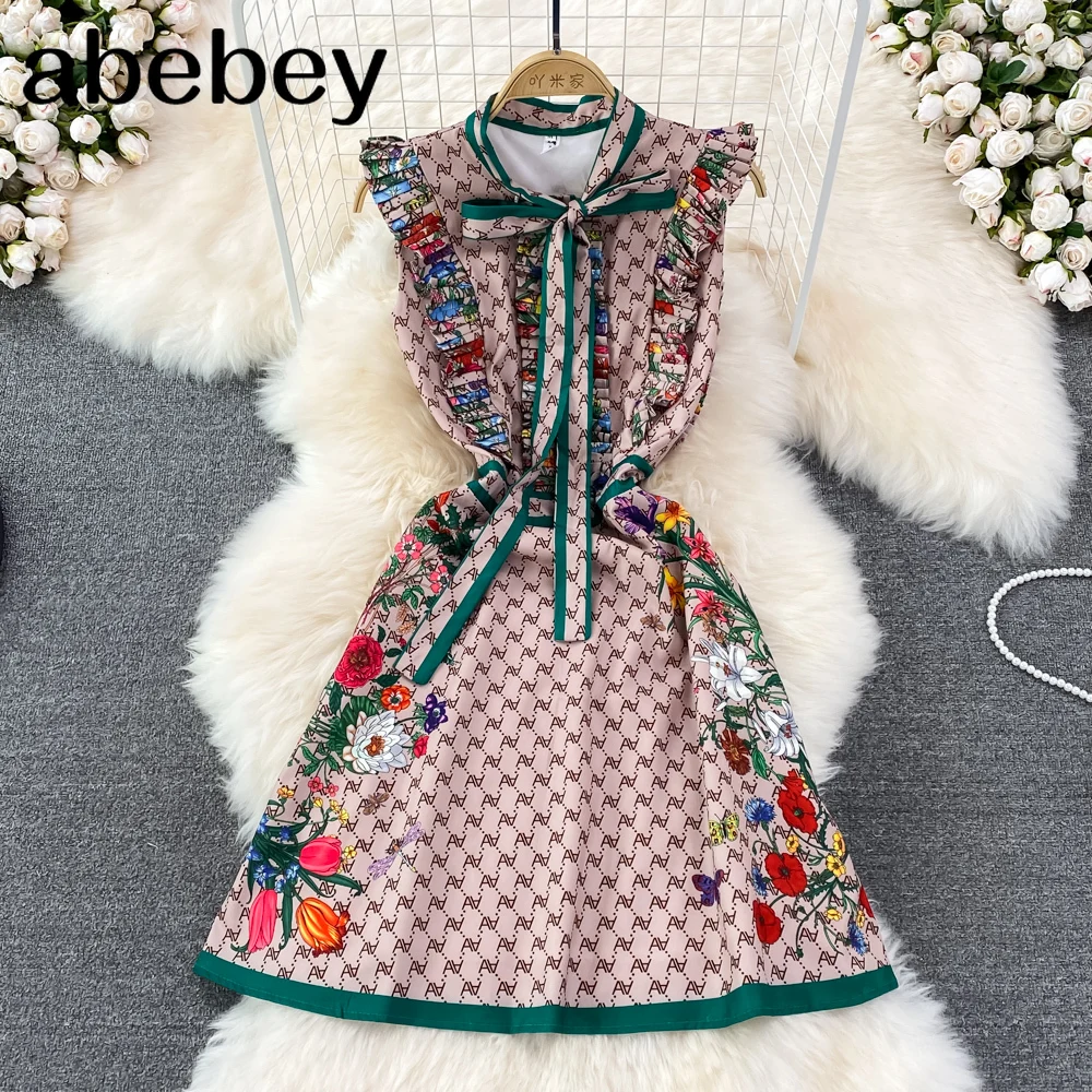 

2022 Women Party Clothes Floral Fashion Dress Female Clothing Causal A line Dresses Summer Midi Long Beach Sundress Robe