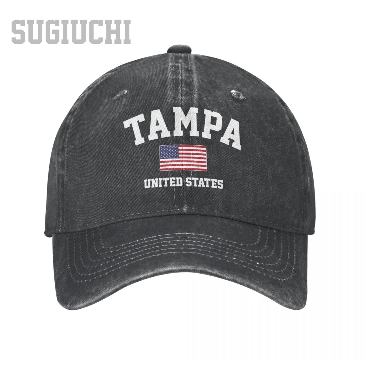 

Men Baseball Cap Tampa Of USA United States City Charcoal Washed Denim Classic Vintage Cotton Dad Trucker Hat Unisex Adult