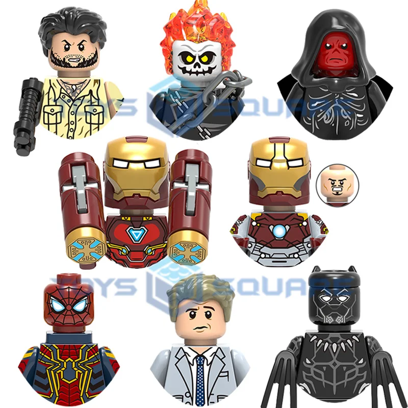 The Iron Spider Man Ulysses Klaw Ghost Rider Red Skull Everett Rose Black Panther Model Building Blocks MOC Bricks Set Gifts Toy