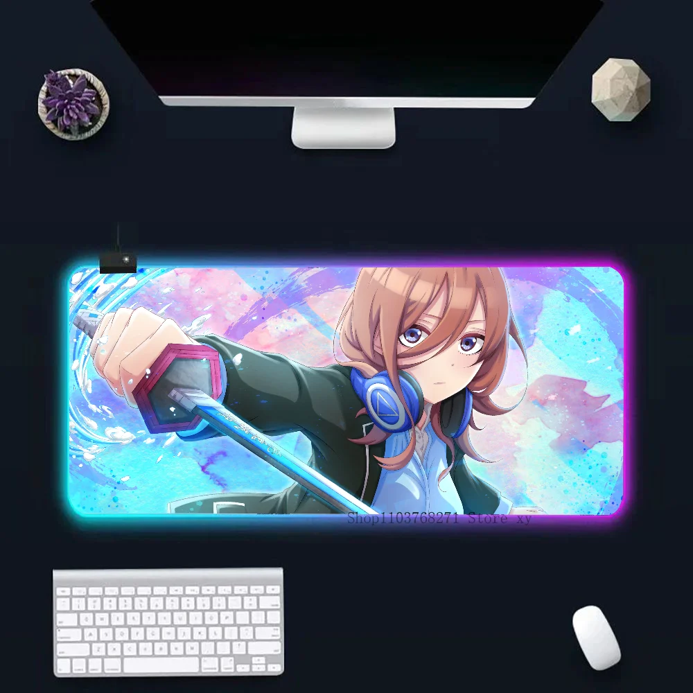 Коврик для мыши Nakano Miku с аниме девушкой, размер XXL, RGB, игровые коврики для мыши, HD, черный цвет, аксессуары для геймеров большой (art.: 3920ca129f8ca) - 3920ca129f8ca