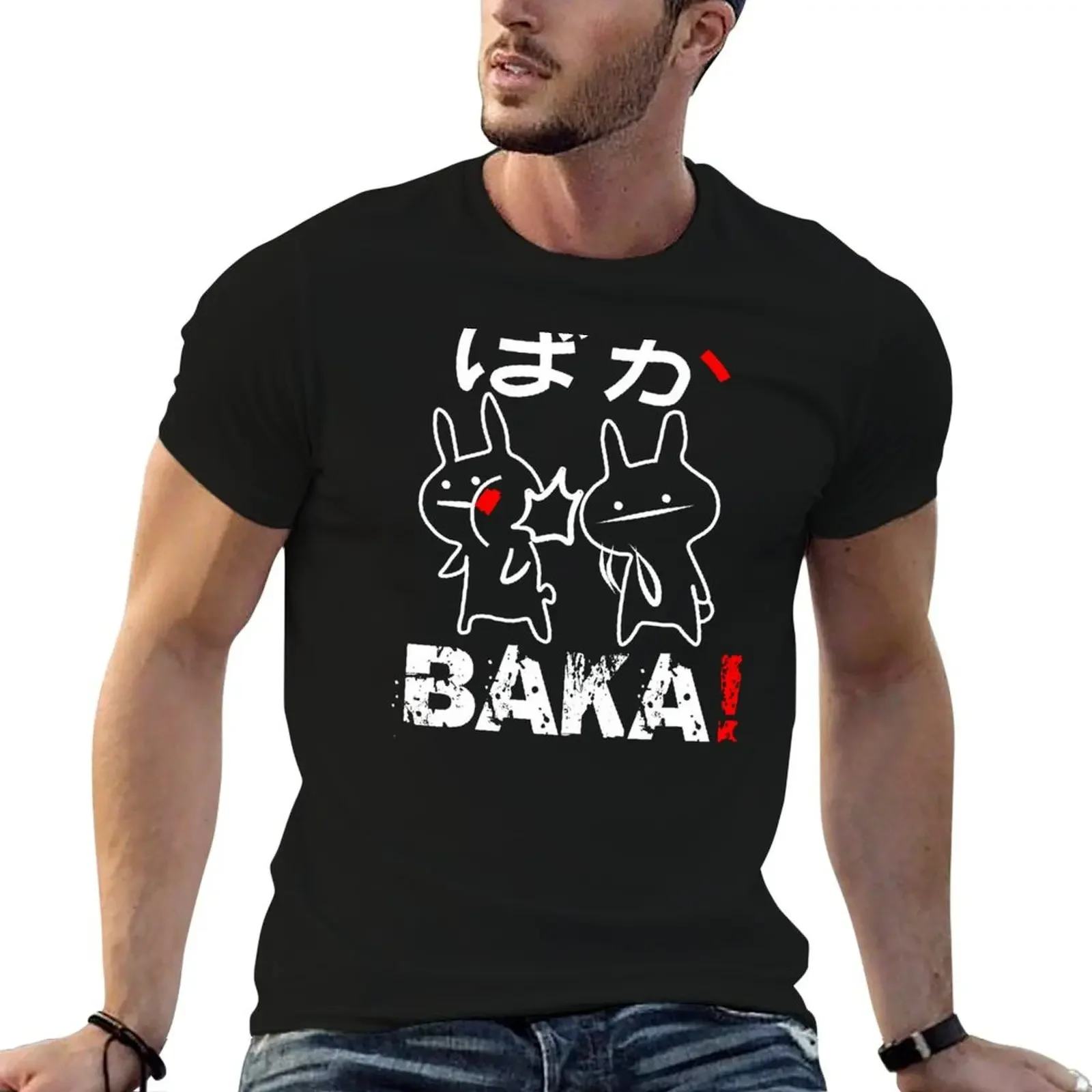 Забавная аниме Baka Rabbit Slap Shirt японская рубашка футболка на заказ тяжеловесы