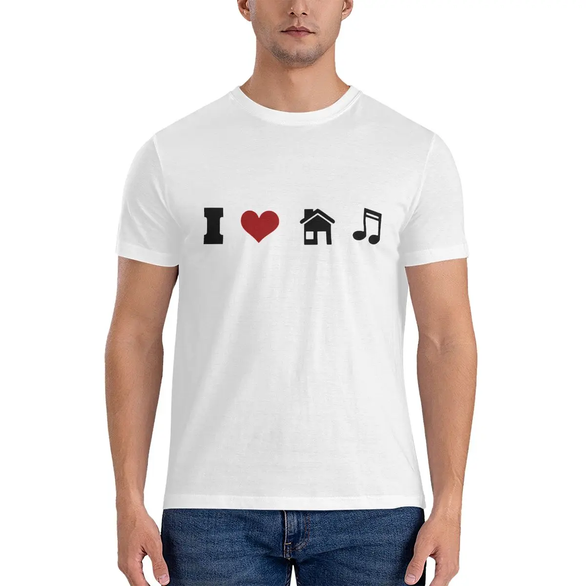 

Футболка I Heart House Мужская с надписью «Love I House», повседневная тенниска из 100% хлопка, майка с круглым вырезом и коротким рукавом, идея для подар...
