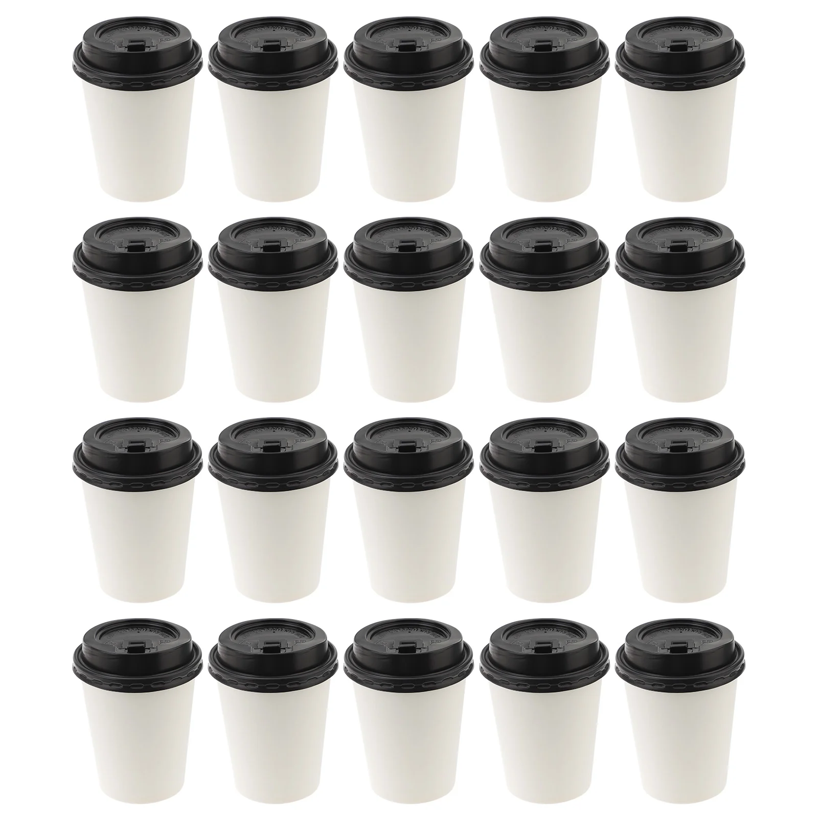 

50pcs Paper Coffee Cups With Lids Double- Layer Takeaway Cup For Hot Coffee Tea Chocolate Drinks ( 8oz, 280ml )