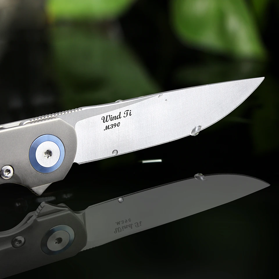 Фото Harnds ветровой складной карманный нож Flipper M390 стальное лезвие титановая ручка шарикоподшипник для кемпинга барбекю EDC подарочная коллекция №3