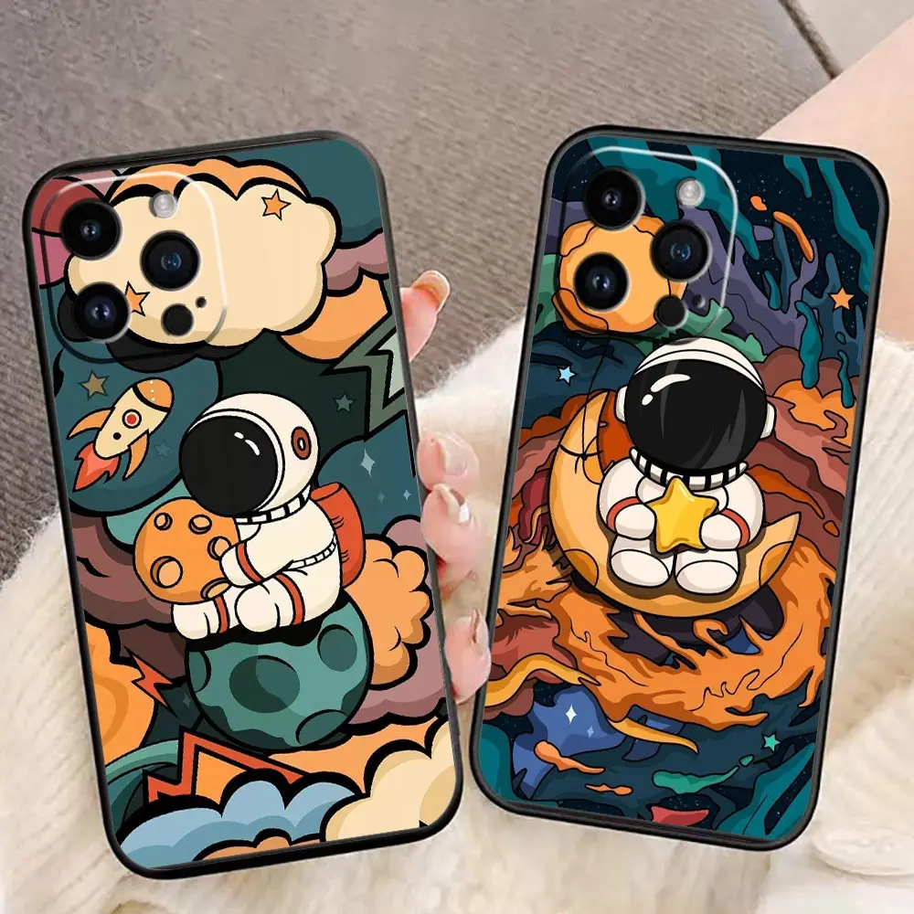 

Funda Case For iphone Apple 14 13 12 11 Pro Capa XS Max Mini X XR SE 8 7 6S 6 Plus 5 5S Case Para Stylish Cute Cartoon Astronaut