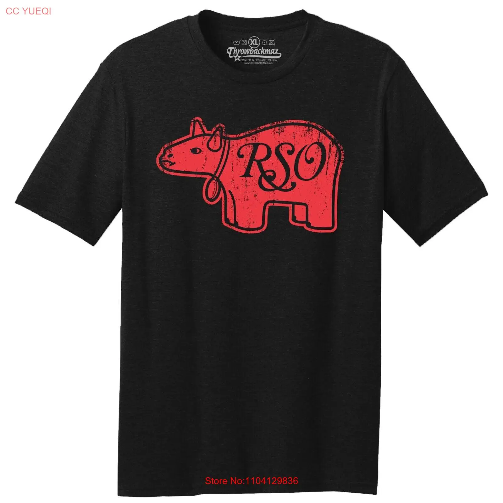 Throwbackmax RSO Record Label Classic Cut черная футболка Tri-Blend