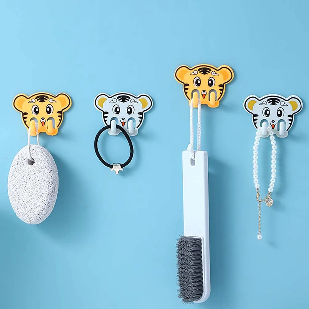 

No Hole Wall Hanging Hook Cartoon Tiger Head Hook Kitchen Bathroom Living Room Multi-function Hook Door Rear Decorative Hook