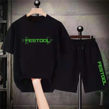 Festool Cool Black Short Sets Women Men Designer Clothes Pure Cotton Summer Breathable T-shirt Shorts Korean Oversize Streetwear 1