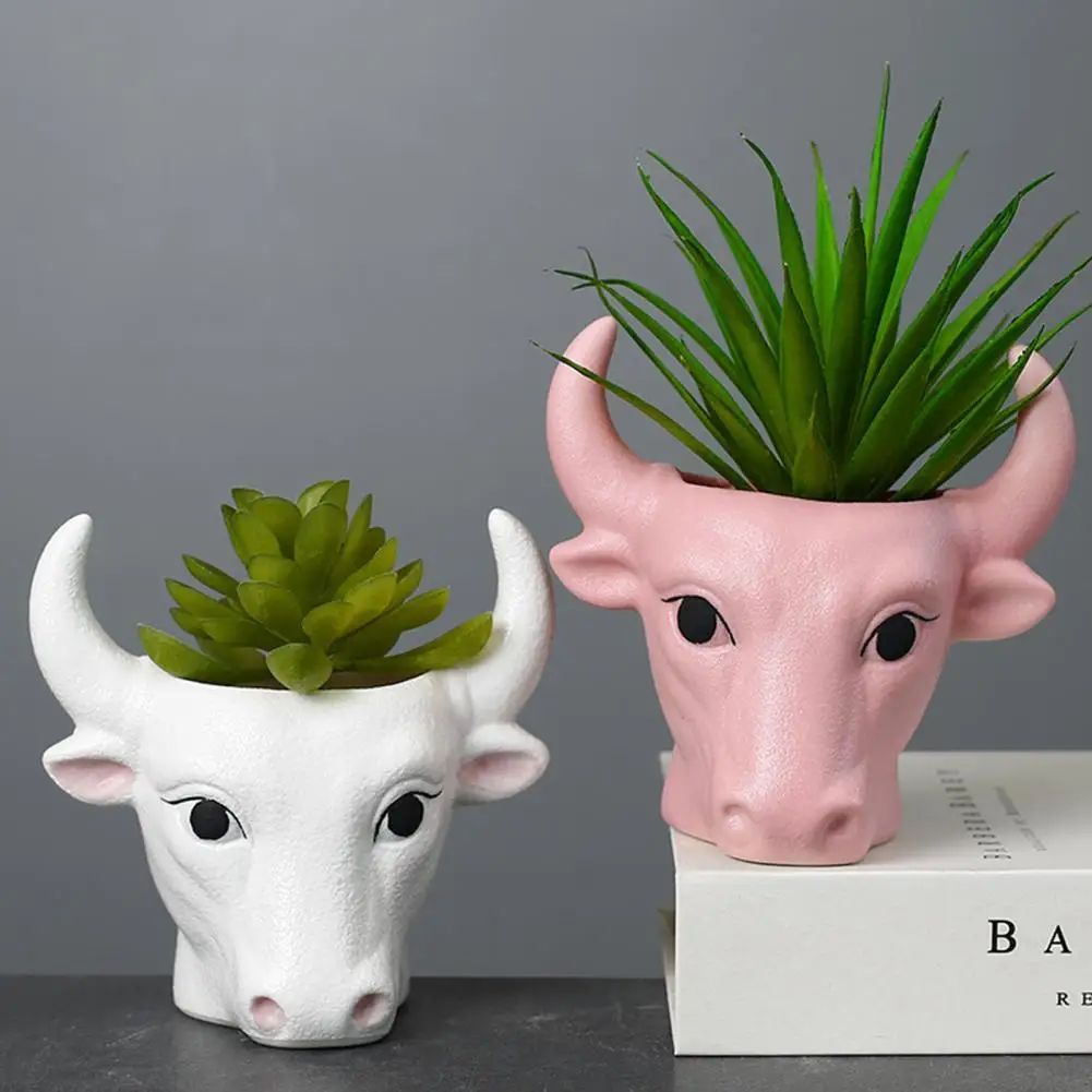 

Plant Planter Fashion Bull Head Shape Plant Planter Attractive Fine Workmanship Plant Pot