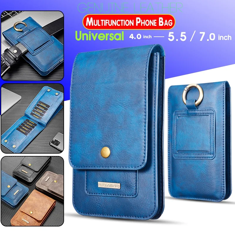 Кожаный универсальный чехол для iPhone Galaxy Huawei Xiaomi Мужская поясная сумка 5 2