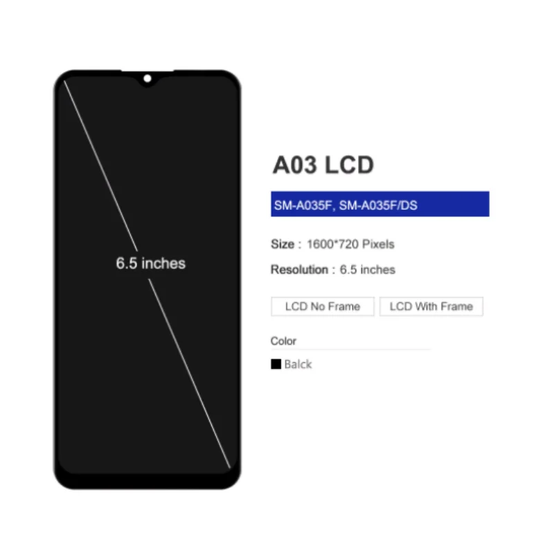 6 5 дюйма протестированный ЖК-дисплей для Samsung Galaxy A03 A035 сенсорный экран с рамкой и