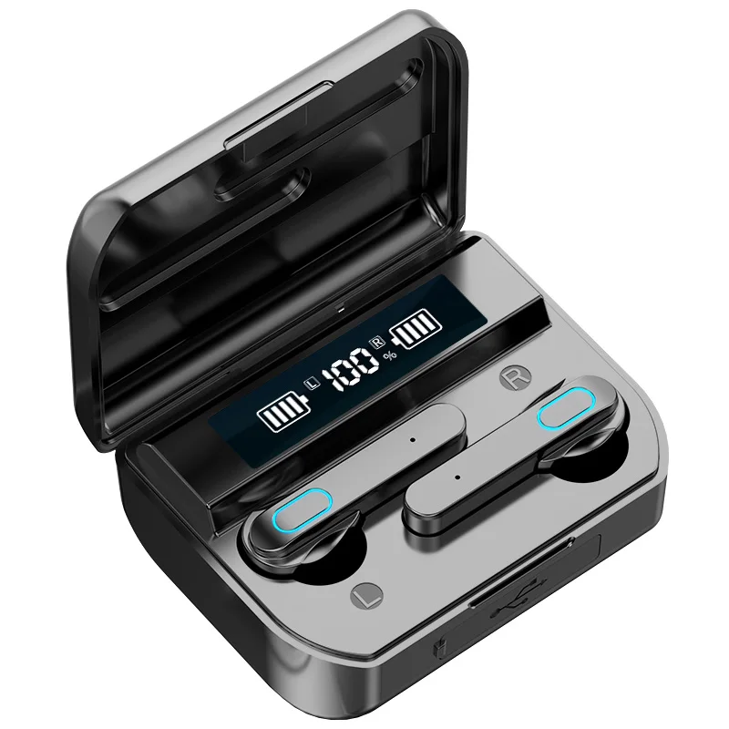

T33 Bluetooth Earphone Outdoor Sports Wireless Earbuds 5.2 With Display Touch Headphone Charging Bin Power