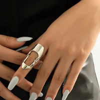 new silver fashion cutout geometric glossy forefinger knuckle ring for women punk jewelry
