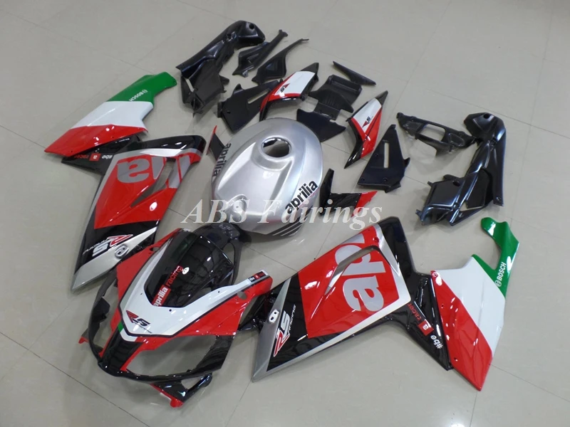 

4 подарка, новинка, Обтекатели из АБС-пластика для Aprilia RS4 50 125 RS125 2006 2007 2008 2009 2010 06 07 08 09 10 11, комплект кузова красного и серебристого цвета