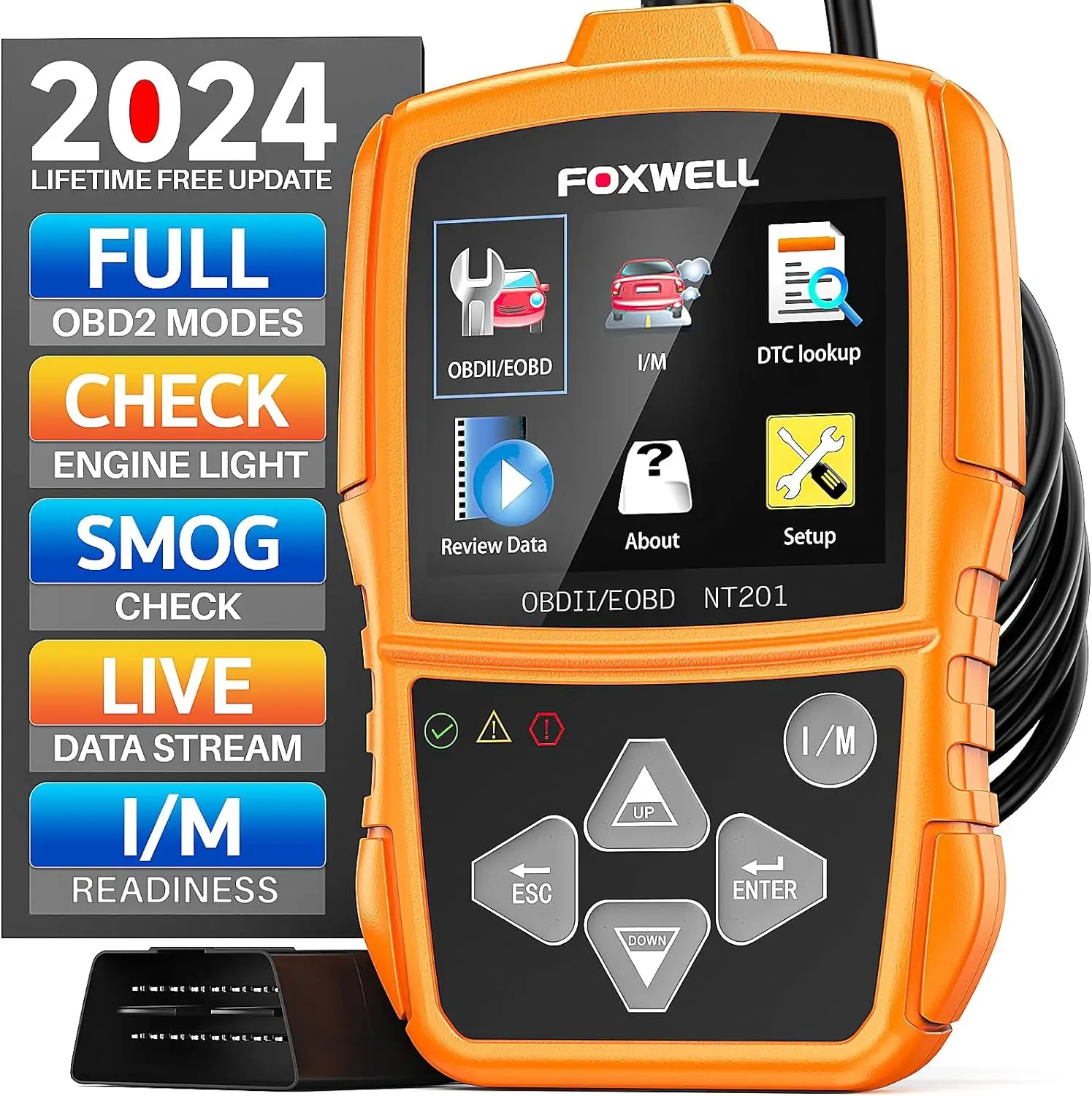 FOXWELL NT201 OBD2 Автомобильный сканер для проверки освещения двигателя Считыватель