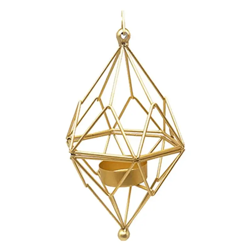 

Geometric Candle Holders 3D Iron Tealight Hanging Nordic Style Candlestick Holder Stand For Centerpieces Wall Hanging Decoration