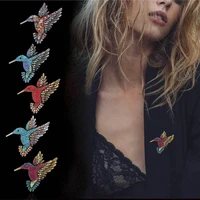 9 colorsrhinestone hummingbird brooch animal brooches for women korea fashion accessories factory direct wholesale