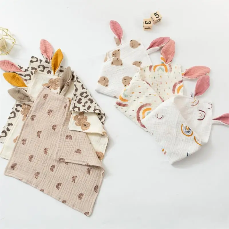 

Baby Sleeping Blanket Pure Cotton High-quality Lovely Sweat Absorption Bite-resistant Baby Product Rabbit Ear Cotton Gauze