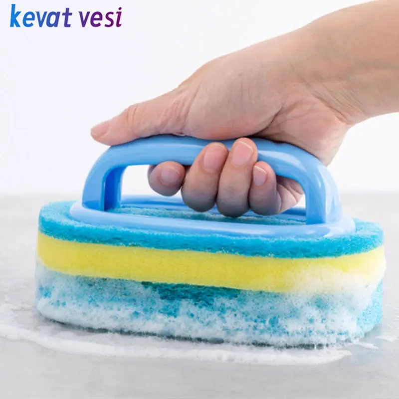 

Thickening Sponge Cleaning Brushes Handle Dish Sponge Brushes Floor Wall Ceramic Tile Cleaning Tool Kitchen Bathroom Clean Tools