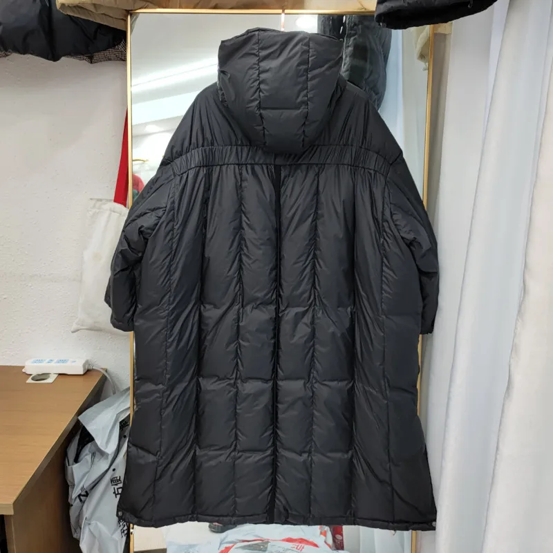 Women White Duck Down Long Jacket Loose Oversized Hooded Coat Autumn Winter Outerwear 2022 Down Coats Casual Long Clothes Female