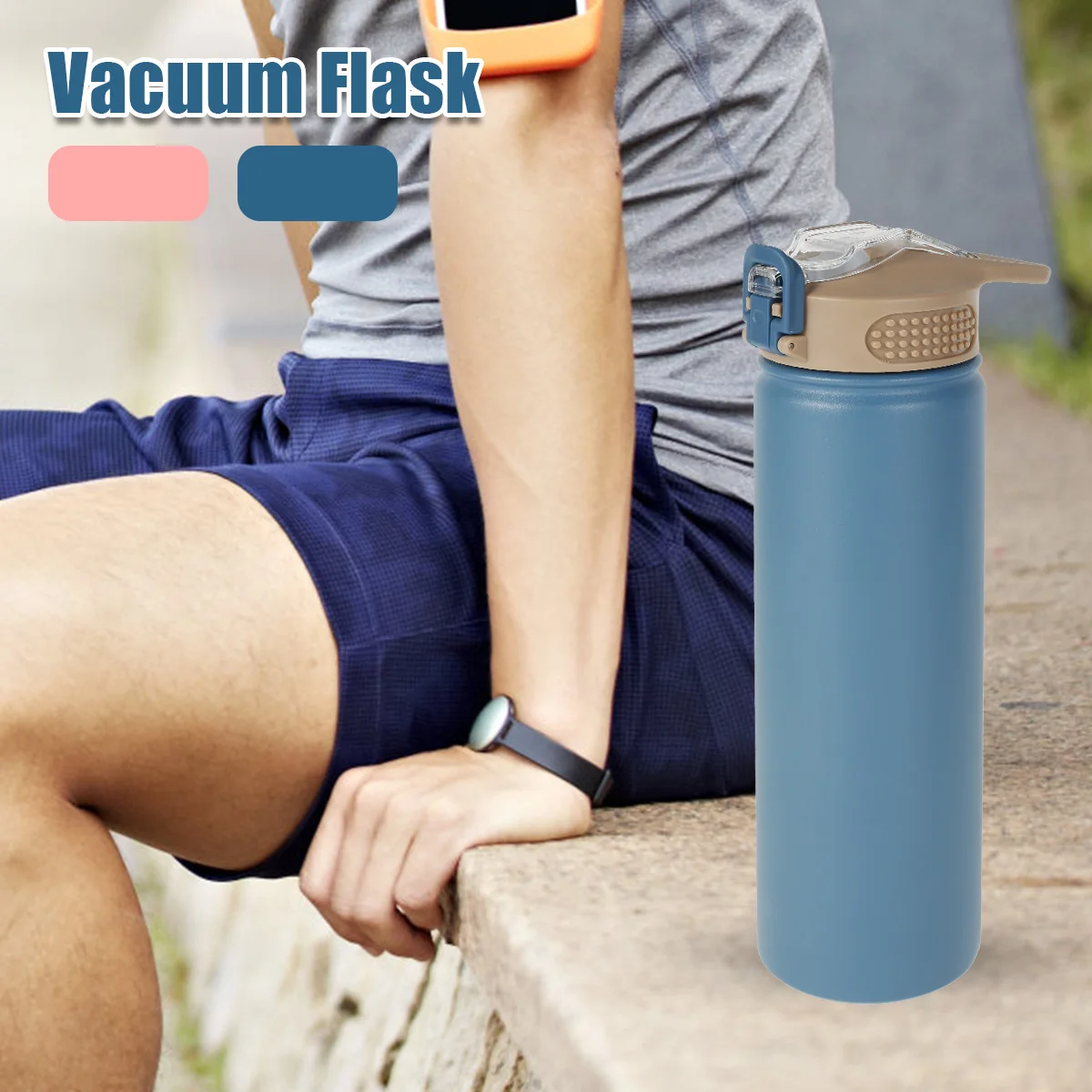 

750Ml Thermos Mug with Straw Stainless Steel Thermal Insulation Straight Cup Large Sports Water Bottle