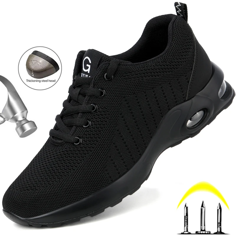 

Steel Toe Work Safety Shoes Men Women Work Sneakers Breathable Lightweight Indestructible Shoes Men Safety Shoes Boots Size36-48